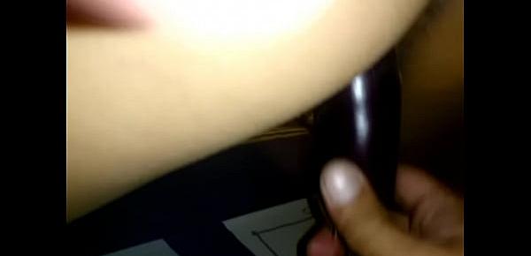  Fucking my wife with a big eggplant